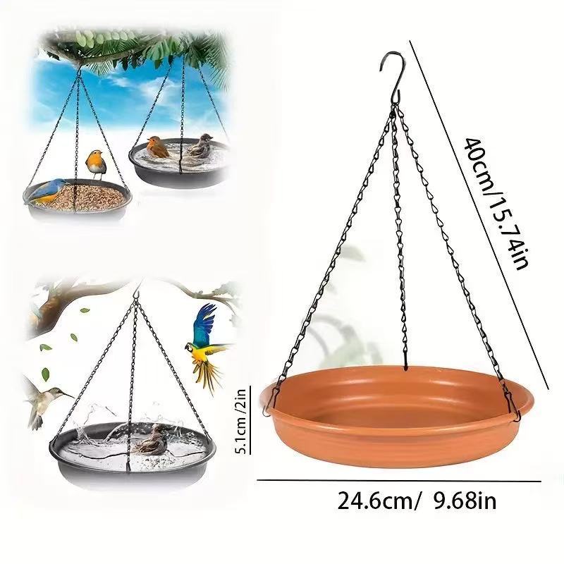 Outdoor Garden Hanging Bird Feeder Resin Bird Bath Tray for Wild Birds