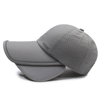Unisex Extra-Long Brim Sun Protection Baseball Cap Quick-Dry Retractable Visor for Outdoor Summer