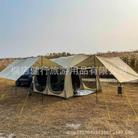 Car Tail Tent with Mesh Extension Awning for 5-8 People, Multi-functional Two-Room Design for Road Trips