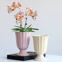 Minimalist Ceramic Planter with Tray for Orchids and Indoor Plants