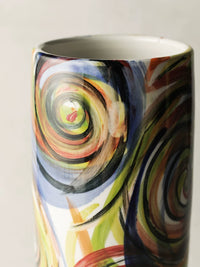 JiuTu Handcrafted Ceramic Vase, Artistic Oil Painting Style, Home Decor Flower Arrangement Ornament