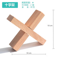 Luban Lock Wooden Cross Puzzle Brain Teaser for Kids and Adults
