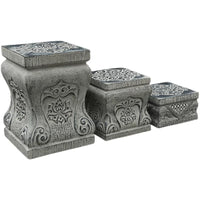 Chinese Style Artificial Stone Pedestal Garden Decor Wooden Flower Stand