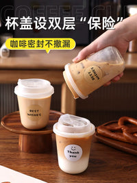 Disposable U-Shaped Plastic Cups with Lids for Coffee, Milk Tea, and Beverages