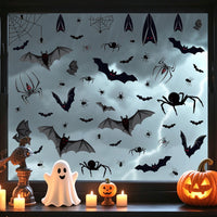 Halloween Static Cling Window Decals - Spooky Bat Spider Stickers for Living Room Bedroom Party Decor