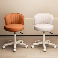 Adjustable Swivel Vanity Chair with Backrest and Wheels, Cream Style