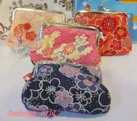 Japanese Lucky Cat Crepe Fabric Coin Purse with Clasp Closure (Set of 5)