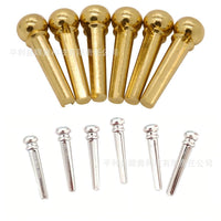 Acoustic Guitar Bridge Pins Pure Brass Solid Cone Endpins for Folk Guitar