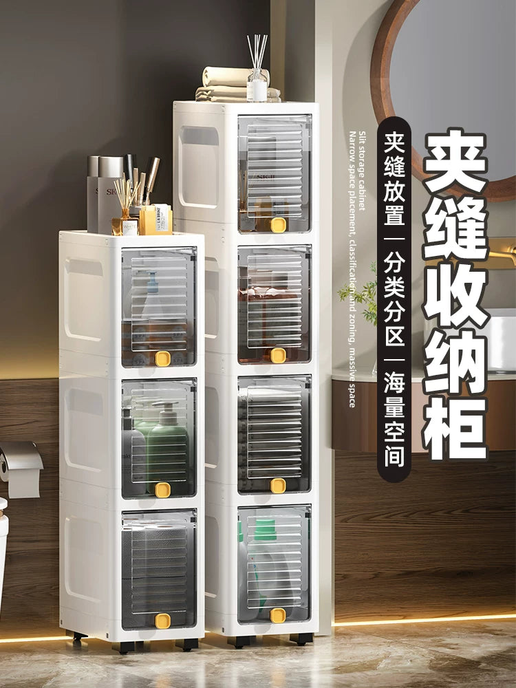 20cm Slim Gap Storage Cabinet with Flip-Top Lid for Kitchen and Bathroom