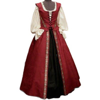 Medieval Renaissance Square Neck High-Waist Two-Piece Dress Set Plus Size Gown