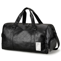 PU Leather Travel Duffel Bag with Shoe Compartment and Wet Pocket for Gym Sports Business Trip