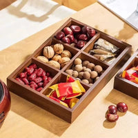 Chinese Style Wooden Divided Snack Serving Tray for Nuts and Candies