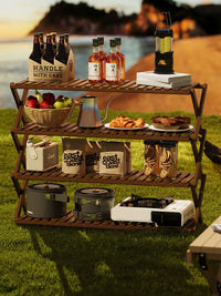 Foldable Outdoor Camping Storage Rack Portable Multi-layer Picnic BBQ Shelf for Car Travel