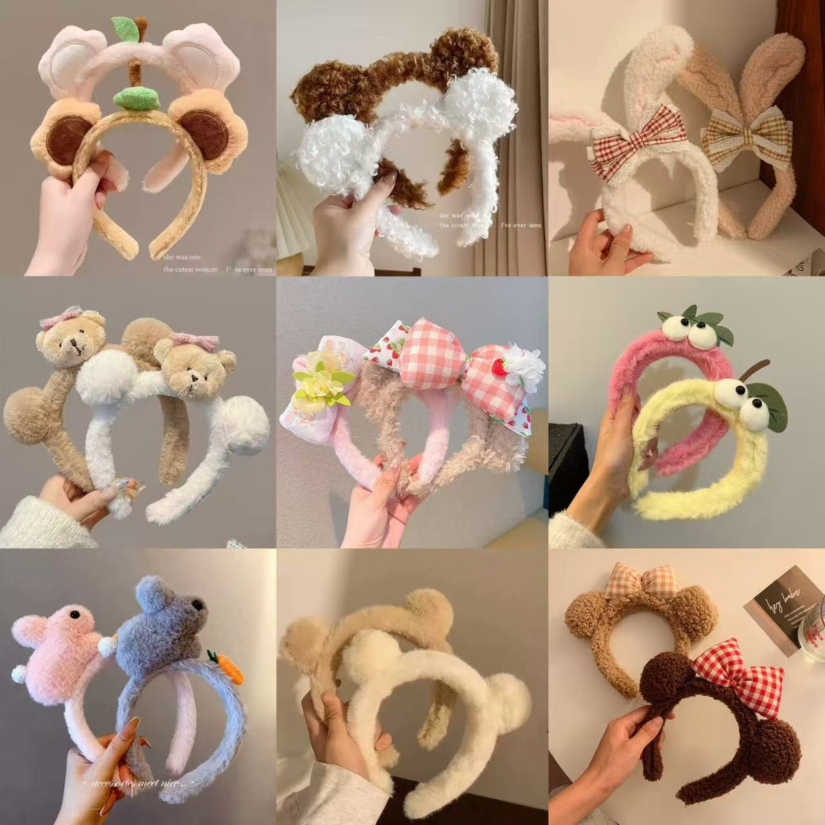Cartoon Plush Headband for Washing Face and Hair Styling, Non-slip Sweet Hair Accessories