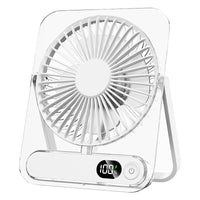 USB Rechargeable Desk Fan with Digital Display, Portable 5-Speed Mini Table Fan for Office and Home