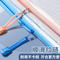 A4 Zipper File Bags, Waterproof Document Organizer for Students, Macaron/Morandi/Colorful Mesh, 5-Pack