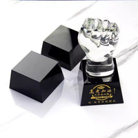 Black Crystal Trapezoid Base Display Stand for Ornaments and Crafts