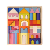 Wooden Rainbow Pyramid Stacking Blocks for Kids and Adults, Educational Building Toy
