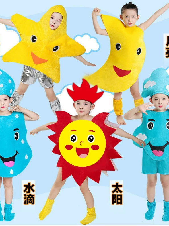 Adult Sun, Moon, Star, Cloud, Raindrop, Flame Costume for Stage Performance & Cosplay