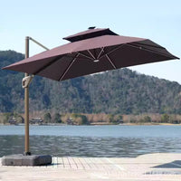 Outdoor Solar LED Patio Umbrella with Water Tank Base for Garden & Villa