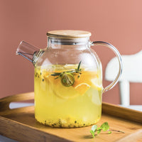 Borosilicate Glass Pitcher Set with Lid for Cold Water, Fruit, and Flower Tea