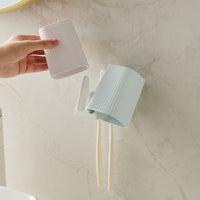 Wall-Mounted Toothbrush Holder with Drain and Cups, No-Drill Bathroom Organizer