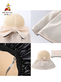 Women's Straw Sun Hat with UV Protection and Wide Brim, Foldable Fisherman Style