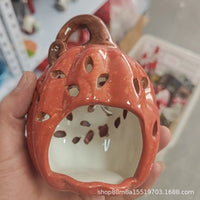 Halloween Pumpkin Ceramic LED Hollow-Out Glowing Tabletop Decoration