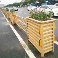 Outdoor Aluminum Alloy Planter Box with Faux Wood Grain Fence for Municipal Roads and Courtyards