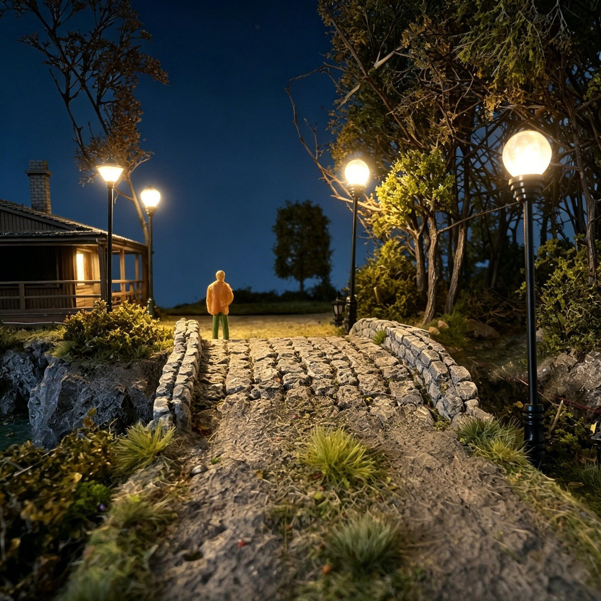 Miniature Courtyard Lawn Lamp Model for Architectural Scenery