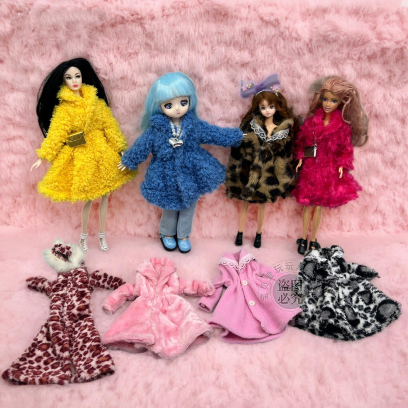 Doll Plush Coat for 30cm Dolls, 1/6 Scale Doll Clothes