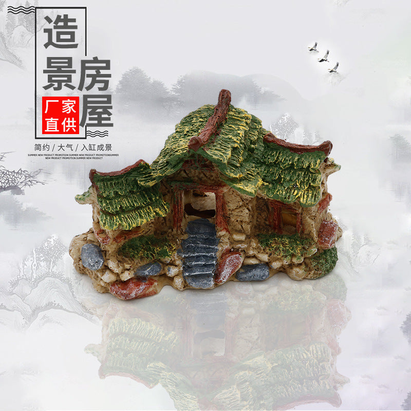 Miniature House Resin Ornament for Bonsai & Micro Landscape Decor