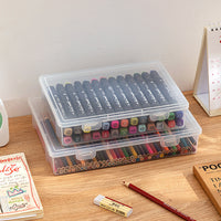 Large Capacity Transparent Stationery Storage Box for Pens and Art Supplies, Stackable Organizer