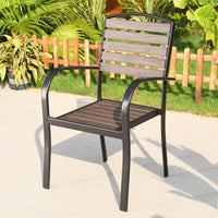 Outdoor Single Chair Set Wrought Iron Cafe Leisure Chair Patio Garden Plastic Wood Table and Chair