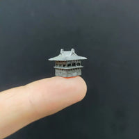 Miniature Brass Antique Chinese Architecture House Model for Micro Landscape Decor