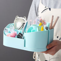 Rotatable Desktop Makeup Brush Holder Large Capacity Pen Organizer Eyeshadow Blush Eyebrow Pencil Storage Box for Students Women