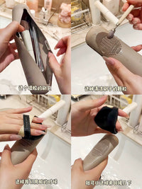 Magnetic Silicone Makeup Brush Holder Portable Dustproof Travel Cosmetic Bag for Women