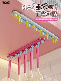No-Drill Rotating Suction Cup Kitchen Hooks with Sliding Rail, Heavy Duty Storage Rack