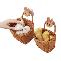Hand-Woven Rattan Style Picnic Basket with Handle, Rectangular Fruit and Vegetable Storage Basket for Outdoor Use