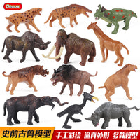 Prehistoric Animal Figures Mini Set for Kids - Saber-toothed Tiger, Woolly Mammoth, Rhinoceros, Crocodile