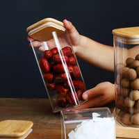 Square High Borosilicate Glass Storage Jar with Airtight Lid for Kitchen Pantry Organization