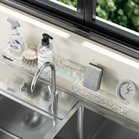 Bathroom Faucet Storage Rack Wall-Mounted No-Drill Organizer for Toilet Vanity Countertop Cosmetics