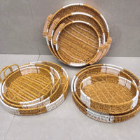 Handwoven Imitation Rattan Fruit Basket Bread Storage Tray