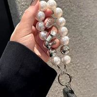 Handmade Pearl Beaded Wrist Strap Lanyard for Phone Case & Keychains