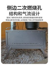 Soomloom Outdoor Camping 0.8mm Titanium Folding Wood Stove with Chimney for Tea and Heating