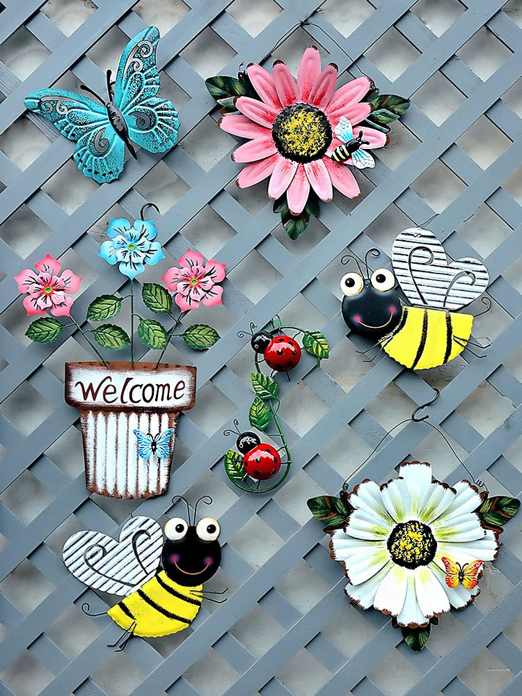Outdoor Garden Wall Decor Hanging Planter Artificial Flower Arrangement