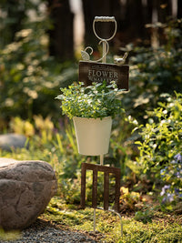 Rustic Iron Bird Planter Garden Yard Decoration