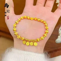 Gold Plated Enamel Beaded Bracelet with Cat Eye Stone