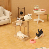 Miniature Dollhouse Cat Tree & Accessories Set for DIY Room Scenes