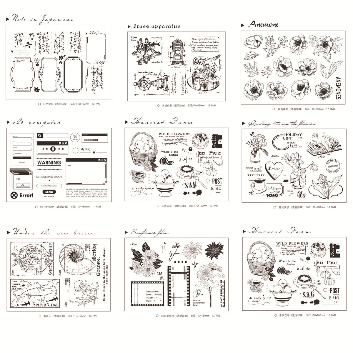 Vintage Clear Stamps for DIY Scrapbooking and Journaling
